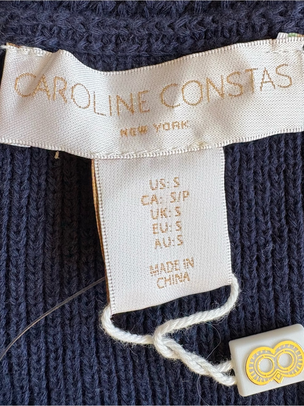 Caroline Constas navy sleeveless knit gold button sweater dress, size Small NWT - Picture 3 of 10